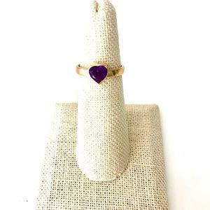 Amethyst Heart Shaped Stone set in Solid 14KT Gold